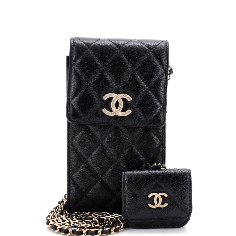 Chanel Textured Cc Flap Phone Holder #258812C26B - Picture 2 of 7
